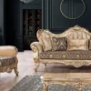 Casa Padrino Luxus Barock Wohnzimmer Set Beige / Schwarz / Gold - 2 Barock Sofas mit Muster & 2 Barock Sessel mit Muster & 1 Barock Couchtisch - Barock Wohnzimmer Möbel