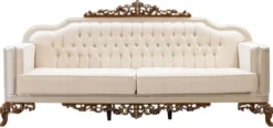 Casa Padrino Luxus Barock Wohnzimmer Set Beige / Grau / Braun / Gold - 2 Sofas & 2 Sessel & 1 Couchtisch - Handgefertigte Wohnzimmer Möbel im Barockstil - Edel & Prunkvoll