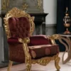 Casa Padrino Luxus Barock Wohnzimmer Sessel Bordeauxrot / Gold - Prunkvoller Sessel mit elegantem Muster - Handgefertigte Barock Wohnzimmer Möbel