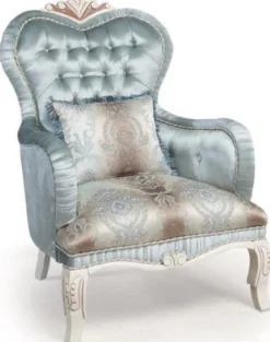 Casa Padrino Luxus Barock Wohnzimmer Sessel mit dekorativem Kissen Türkis / Creme / Bronze 72 x 76 x H. 110 cm - Wohnzimmermöbel im Barockstil