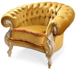 Casa Padrino Luxus Barock Wohnzimmer Sessel Gold / Braun / Silber - Handgefertigter Barockstil Sessel - Prunkvolle Luxus Wohnzimmer Möbel im Barockstil - Barock Möbel - Edel & Prunkvoll