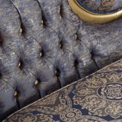 Casa Padrino Luxus Barock Wohnzimmer Set Blau / Gold / Silber - 2 Sofas & 2 Sessel & 1 Couchtisch - Wohnzimmer Möbel - Edel & Prunkvoll