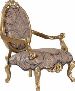 Casa Padrino Luxus Barock Wohnzimmer Set Blau / Gold / Silber - 2 Sofas & 2 Sessel & 1 Couchtisch - Wohnzimmer Möbel - Edel & Prunkvoll