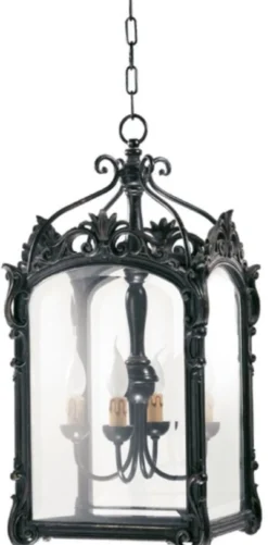 Casa Padrino Luxus Barock Wohnzimmer Hängeleuchte Antik Schwarz 34 x 34 x H. 64 cm - Handgefertigte Barockstil Pendelleuchte - Luxus Qualität - Made in Italy - Edel & Prunkvoll