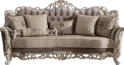 Casa Padrino Luxus Barock Wohnzimmer Sofa mit dekorativen Kissen Braun / Beige / Weiß / Gold 240 x 90 x H. 120 cm - Edle Barock Wohnzimmer Möbel