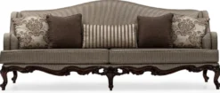 Casa Padrino Luxus Barock Wohnzimmer Set Silber / Braun - 2 Sofas & 2 Sessel & 1 Couchtisch & 2 Beistelltische - Handgefertigte Wohnzimmer Möbel im Barockstil - Edel & Prunkvoll