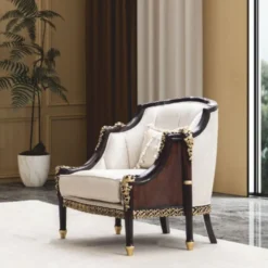 Casa Padrino Luxus Barock Wohnzimmer Set Naturfarben / Dunkelbraun / Gold - Barock Möbel