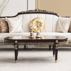 Casa Padrino Luxus Barock Wohnzimmer Set Naturfarben / Dunkelbraun / Gold - Barock Möbel