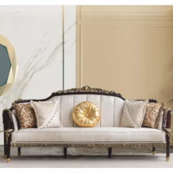 Casa Padrino Luxus Barock Wohnzimmer Set Naturfarben / Dunkelbraun / Gold - Barock Möbel