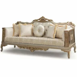 Casa Padrino Luxus Barock Wohnzimmer Set Creme / Grau / Gold - Barock Möbel