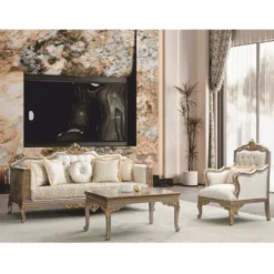 Casa Padrino Luxus Barock Wohnzimmer Set Creme / Grau / Gold - Barock Möbel