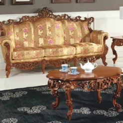 Casa Padrino Luxus Barock Wohnzimmer Sofa Gold / Braun 215 cm - Made in Italy