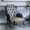 Casa Padrino Luxus Barock Wohnzimmer & Esszimmer Set Blau / Schwarz / Gold - Barockmöbel