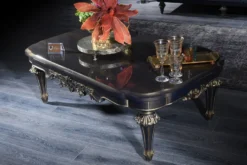 Casa Padrino Luxus Barock Wohnzimmer & Esszimmer Set Blau / Schwarz / Gold - Barockmöbel