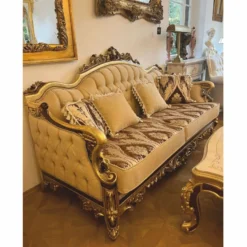 Casa Padrino Luxus Barock Wohnzimmer Set Beige / Braun / Gold - Barockstil Möbel