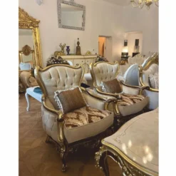 Casa Padrino Luxus Barock Wohnzimmer Set Beige / Braun / Gold - Barockstil Möbel
