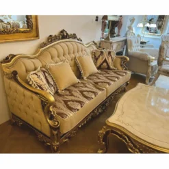 Casa Padrino Luxus Barock Wohnzimmer Set Beige / Braun / Gold - Barockstil Möbel