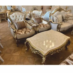 Casa Padrino Luxus Barock Wohnzimmer Set Beige / Braun / Gold - Barockstil Möbel
