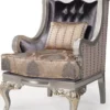 Casa Padrino Luxus Barock Wohnzimmer Sessel mit Kissen Lila / Beige / Silber / Gold 86 x 90 x H. 110 cm - Barockmöbel