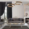 Casa Padrino Luxus Barock Wohnzimmer Set Blau / Silber / Gold - 2 Sofas & 2 Sessel & 1 Couchtisch - Prunkvolle Barock Wohnzimmer Möbel
