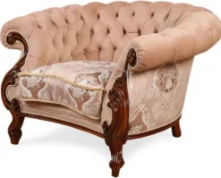 Casa Padrino Luxus Barock Wohnzimmer Sessel Rosa / Weiß / Dunkelbraun - Handgefertigter Barockstil Sessel - Prunkvolle Luxus Wohnzimmer Möbel im Barockstil - Barock Möbel - Edel & Prunkvoll