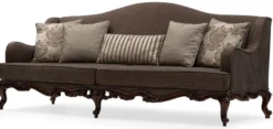 Casa Padrino Luxus Barock Wohnzimmer Sofa Grau / Braun - Handgefertigtes Barockstil Sofa mit dekorativen Kissen - Luxus Wohnzimmer Möbel im Barockstil - Barock Möbel - Edel & Prunkvoll