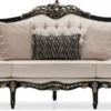 Casa Padrino Luxus Barock Wohnzimmer Set Creme / Schwarz / Gold - 2 Sofas & 2 Sessel & 1 Couchtisch & 2 Beistelltische - Handgefertigte Wohnzimmer Möbel im Barockstil - Edel & Prunkvoll