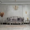 Casa Padrino Luxus Barock Wohnzimmer Sofa Grau / Silber - Handgefertigtes Barockstil Sofa mit dekorativen Kissen - Luxus Wohnzimmer Möbel im Barockstil - Barock Möbel - Edel & Prunkvoll