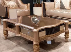 Casa Padrino Luxus Barock Wohnzimmer Set Gold / Schwarz / Grau / Gold - 2 Barock Sofas & 2 Barock Sessel & 1 Barock Couchtisch - Luxus Wohnzimmer Möbel im Barockstil - Barock Möbel