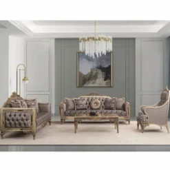 Casa Padrino Luxus Barock Wohnzimmer Sofa Grau / Gold 230 cm - Barock Möbel