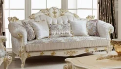 Casa Padrino Luxus Barock Wohnzimmer Set Weiß / Braun / Mehrfarbig / Creme / Gold - 2 Barock Sofas & 2 Barock Sessel & 1 Barock Couchtisch - Luxus Wohnzimmer Möbel im Barockstil - Barock Möbel