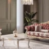Casa Padrino Luxus Barock Wohnzimmer Set Rot / Weiß / Gold - 2 Sofas & 2 Sessel & 1 Couchtisch - Prunkvolle Barock Wohnzimmer Möbel