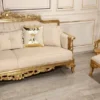 Casa Padrino Luxus Barock Wohnzimmer Sessel Creme / Gold - Handgefertigter Barockstil Sessel - Luxus Wohnzimmer Möbel im Barockstil - Barock Möbel - Edel & Prunkvoll
