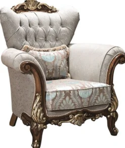 Casa Padrino Luxus Barock Wohnzimmer Sessel mit Glitzersteinen und dekorativem Kissen Silbergrau / Braun / Gold 112 x 83 x H. 115 cm - Barock Möbel