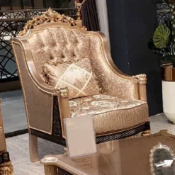 Casa Padrino Luxus Barock Wohnzimmer Sessel Gold / Schwarz / Grau / Gold - Handgefertigter Barockstil Sessel - Luxus Wohnzimmer Möbel im Barockstil - Barock Möbel - Edel & Prunkvoll
