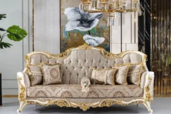 Casa Padrino Luxus Barock Wohnzimmer Set Silber / Beige / Schwarz / Weiß / Gold - 2 Barock Sofas & 2 Barock Sessel & 1 Barock Couchtisch - Luxus Wohnzimmer Möbel im Barockstil - Barock Möbel