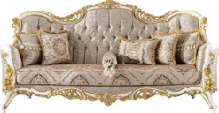 Casa Padrino Luxus Barock Wohnzimmer Set Silber / Beige / Schwarz / Weiß / Gold - 2 Barock Sofas & 2 Barock Sessel & 1 Barock Couchtisch - Luxus Wohnzimmer Möbel im Barockstil - Barock Möbel