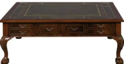 Casa Padrino Luxus Barock Wohnzimmertisch Dunkelbraun / Grün 130 x 130 x H. 49 cm - Couchtisch mit 24 Schubladen