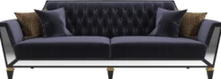 Casa Padrino Luxus Barock Wohnzimmer Sofa Lila / Schwarz / Gold 260 x 95 x H. 93 cm - Prunkvolle Wohnzimmer Möbel im Barockstil