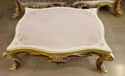 Casa Padrino Luxus Barock Wohnzimmer Set Creme / Silber / Gold / Braun - 2 Barock Sofas & 2 Barock Sessel & 1 Barock Couchtisch - Luxus Wohnzimmer Möbel im Barockstil - Barock Möbel