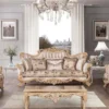 Casa Padrino Luxus Barock Wohnzimmer Set Beige / Braun / Naturfarben - 2 Barock Sofas mit Blumenmuster & 2 Barock Sessel mit Blumenmuster & 1 Barock Couchtisch - Barock Wohnzimmer Möbel