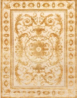 Casa Padrino Luxus Barock Wohnzimmer Teppich Creme / Gold - Verschiedene Größen
