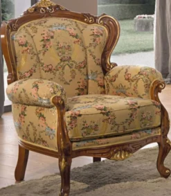 Casa Padrino Luxus Barock Wohnzimmer Sessel mit Blumenmuster Beige / Mehrfarbig / Braun / Gold 79 x 84 x H. 100 cm - Edle Barockstil Wohnzimmer Möbel