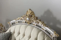 Casa Padrino Luxus Barock Wohnzimmer Sofa mit dekorativen Kissen Creme / Blau / Silber / Gold 250 x 95 x H. 125 cm - Edel & Prunkvoll