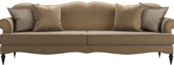 Casa Padrino Luxus Barock Wohnzimmer Sofa Khaki 245 x 90 x H. 95 cm - Wohnzimmer Möbel im Barockstil - Edel & Prunkvoll