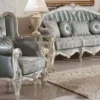 Casa Padrino Luxus Barock Wohnzimmer Möbel Set Grün / Weiß / Silber