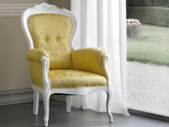 Casa Padrino Luxus Barock Wohnzimmer Sessel mit elegantem Muster Gold / Weiß / Gold 70 x 65 x H. 106 cm - Edle Barock Möbel
