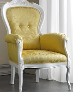 Casa Padrino Luxus Barock Wohnzimmer Sessel mit elegantem Muster Gold / Weiß / Gold 70 x 65 x H. 106 cm - Edle Barock Möbel