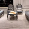 Casa Padrino Luxus Barock Wohnzimmer Sofa Grau / Weiß / Gold 226 cm - Barock Wohnzimmer Möbel