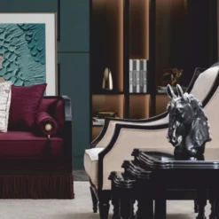 Casa Padrino Luxus Barock Wohnzimmer Sessel Beige / Schwarz - Barockstil Möbel